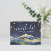 Gold Foil Mountains Weddenschap Foto Save the Date Aankondigingskaart (Staand voorkant)