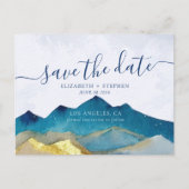 Gold Foil Mountains Weddenschap Foto Save the Date Aankondigingskaart (Voorkant)
