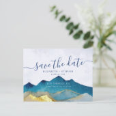 Gold Foil Mountains Weddenschap Foto Save the Date Aankondigingskaart (Staand voorkant)