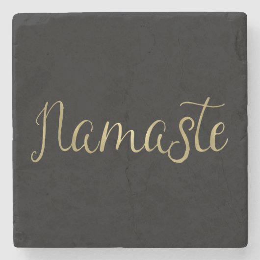 Gold Foil Namaste Stenen Onderzetter (Voorkant)