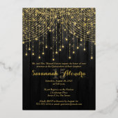 Gold Foil Name - Black, Gold Quinceañera Invite Folie Uitnodiging (Voorkant)