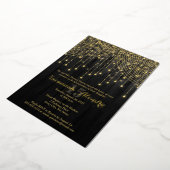 Gold Foil Name - Black, Gold Quinceañera Invite Folie Uitnodiging (Gedraaid)