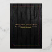 Gold Foil Name - Black, Gold Quinceañera Invite Folie Uitnodiging (Achterkant)