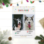 Gold Foil Naughty of Nice Two Dog Photo Card Folie Feestdagenkaart<br><div class="desc">Tante en grappige feestkaarten! "Santa Paws komt naar de stad" twee kerstkaarten voor honden met ondeugende of mooie cheques en echte folieaccenten!</div>
