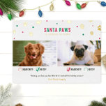 Gold Foil Naughty of Nice Two Dog Photo Card Folie Feestdagenkaart<br><div class="desc">Kute "Santa Paws komt naar de stad": twee kerstkaarten voor honden met ondeugende of mooie vinkjes en echte folieaccenten!</div>
