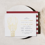 Gold Foil Nautical Crab Rehearsal Dinner Folie Uitnodiging<br><div class="desc">Eenvoudige maar verbluffende nautische repetities uit het avondeten zijn voorzien van een nauwgezette illustratie van krab in het opvallen van de gouden folie,  waarbij je evenementendetails rechts zijn uitgelijnd. De namen van je gast of gasten op erewoord staan in gouden folie voor een chic finishing touch.</div>