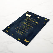 GOLD FOIL Navy Butterfly Quinceanera Folie Folie Uitnodiging (Gedraaid)