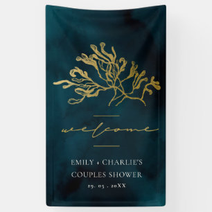 GOLD FOIL NAVY UNDERWATER SEAWEED COUPLY SHOWER SPANDOEK