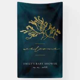 GOLD FOIL NAVY UNDERWATER SEAWEED VRIJGEZELLENFEES SPANDOEK