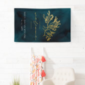 GOLD FOIL NAVY UNDERWATER SEAWEEDS WEDDING WELCOME SPANDOEK (Insitu)