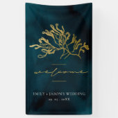GOLD FOIL NAVY UNDERWATER SEAWEEDS WEDDING WELCOME SPANDOEK (Verticaal)