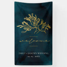 GOLD FOIL NAVY UNDERWATER SEAWEEDS WEDDING WELCOME