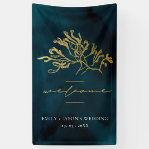 GOLD FOIL NAVY UNDERWATER SEAWEEDS WEDDING WELCOME SPANDOEK