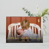 Gold Foil New Years Baby geboorteaankondiging Folie Uitnodiging (Staand Voorkant)