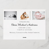 Gold Foil New Years Baby geboorteaankondiging Folie Uitnodiging (Achterkant)