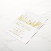 Gold Foil New York Cityscape Moving Folie Uitnodiging (Gedraaid)