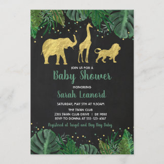 Gold Foil Oerwoud Safari Dierendouche Uitnodiging
