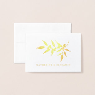 Gold Foil Olive Branch Weddenschap Folie Kaarten