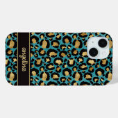 Gold Foil On Teal Leopard Print Monogrammed Case-Mate iPhone Case (Achterkant (horizontaal))