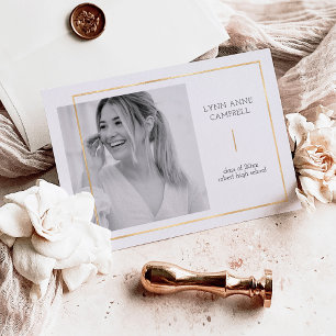 Gold Foil One Photo Modern Simple Graduparty Folie Uitnodiging