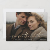 Gold Foil Onyx zwarte moderne foto lichtgevend Save The Date (Voorkant)