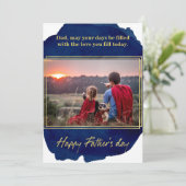 Gold Foil op Blue Waterverf Vaderdag Kaart (Staand voorkant)