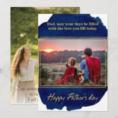 Gold Foil op Blue Waterverf Vaderdag Kaart (Voorkant / Achterkant)