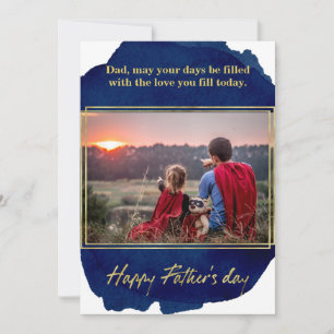 Gold Foil op Blue Waterverf Vaderdag Kaart