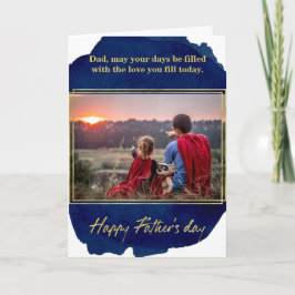 Gold Foil op Blue Waterverf Vaderdag Kaart