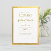 Gold Foil op Gold Wedding Invitation Kaart (Staand voorkant)