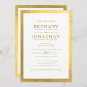Gold Foil op Gold Wedding Invitation Kaart (Voorkant / Achterkant)