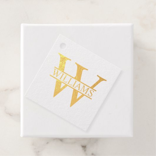 Gold Foil op maat gesneden monogram en naam Bedankjes Labels (Met doos)
