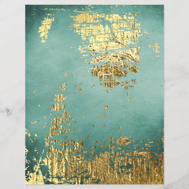 Gold Foil op vervormd papier met turkooisscrapbook (Voorkant)