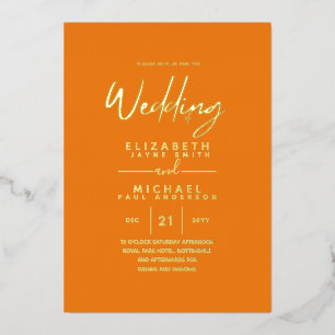 GOLD FOIL Oranje Zest Modern All-in-1 Wedding Folie Uitnodiging