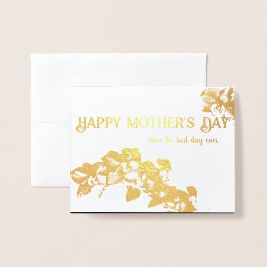 Gold Foil Orchid Moederdag met bedrukte groet Folie Kaarten (Voorkant met envelop)