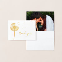Gold Foil Paardebloem Foto Dank u kaart