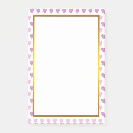Gold Foil Paars Love Heart Patroon Post-it® Notes (Voorkant)
