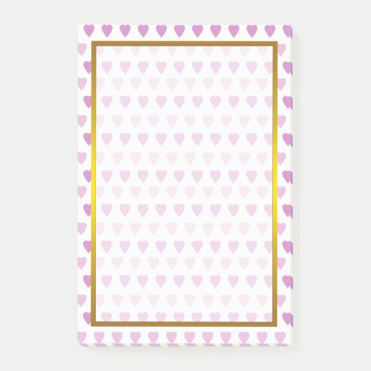 Gold Foil Paars Love Heart Pattern Valentijn Post-it® Notes (Voorkant)