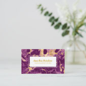 *~* Gold Foil Paarse marmer Popular Chic Glam Visitekaartje (Staand voorkant)