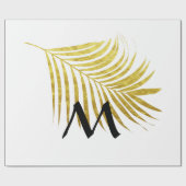 Gold Foil Palm Leaf Tropical Monogrammed Initialen Cadeaupapier (Vlak)