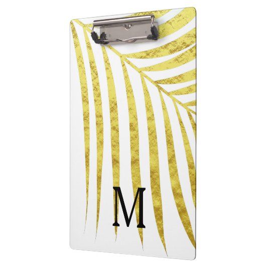 Gold Foil Palm Leaf Tropical Monogrammed Initialen Klembord (Links)