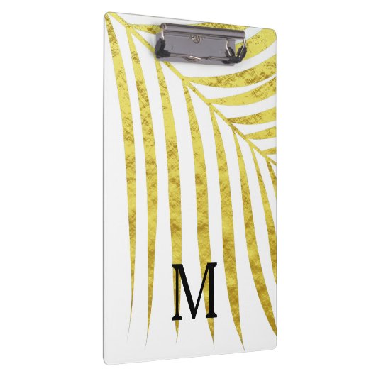 Gold Foil Palm Leaf Tropical Monogrammed Initialen Klembord (Rechts)