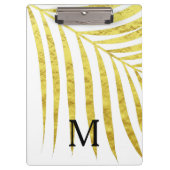Gold Foil Palm Leaf Tropical Monogrammed Initialen Klembord (Voorkant)