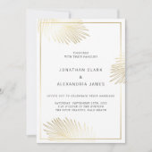 Gold Foil Palm Leaf Wedding Invitation Kaart (Voorkant)