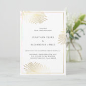 Gold Foil Palm Leaf Wedding Invitation Kaart (Staand voorkant)