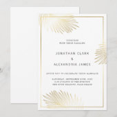Gold Foil Palm Leaf Wedding Invitation Kaart (Voorkant / Achterkant)