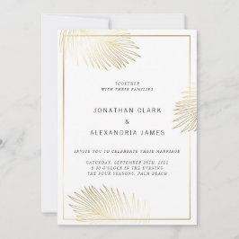 Gold Foil Palm Leaf Wedding Invitation Kaart