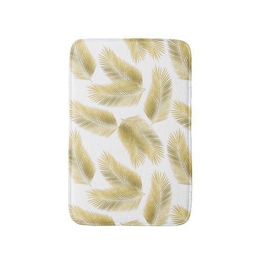 Gold Foil Palm Leaves Pattern Badmat (Voorkant Verticaal)
