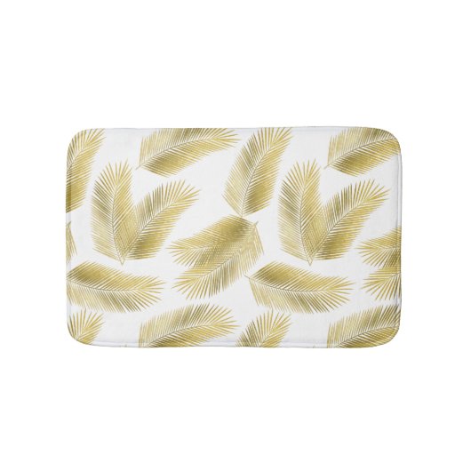 Gold Foil Palm Leaves Pattern Badmat (Voorkant)