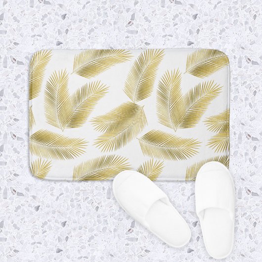 Gold Foil Palm Leaves Pattern Badmat